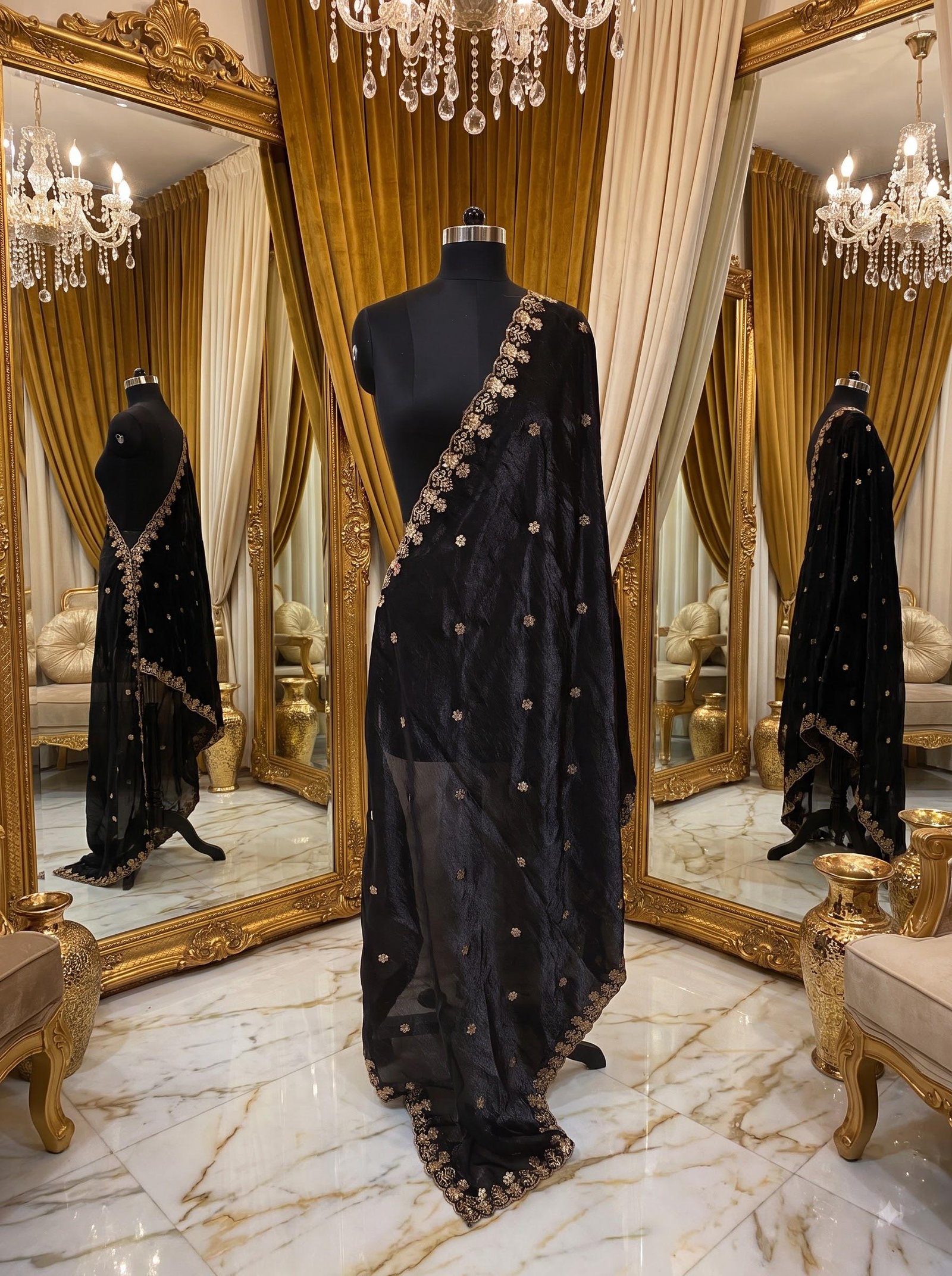 Black Organza Embroidered Lehenga Choli – Custom Made to Measure - Image 6