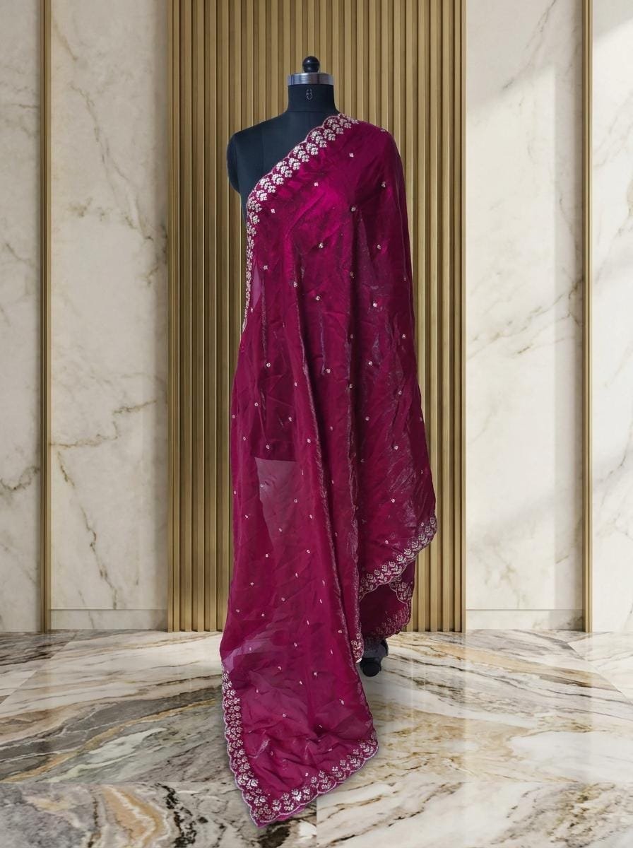 Magenta Georgette Embroidered Saree Blouse – Custom Made to Measure - Image 5