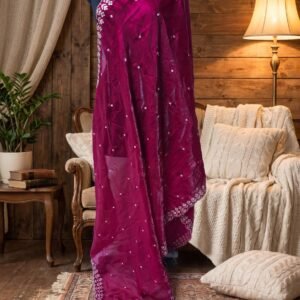 Magenta Georgette Embroidered Saree Blouse – Custom Made to Measure