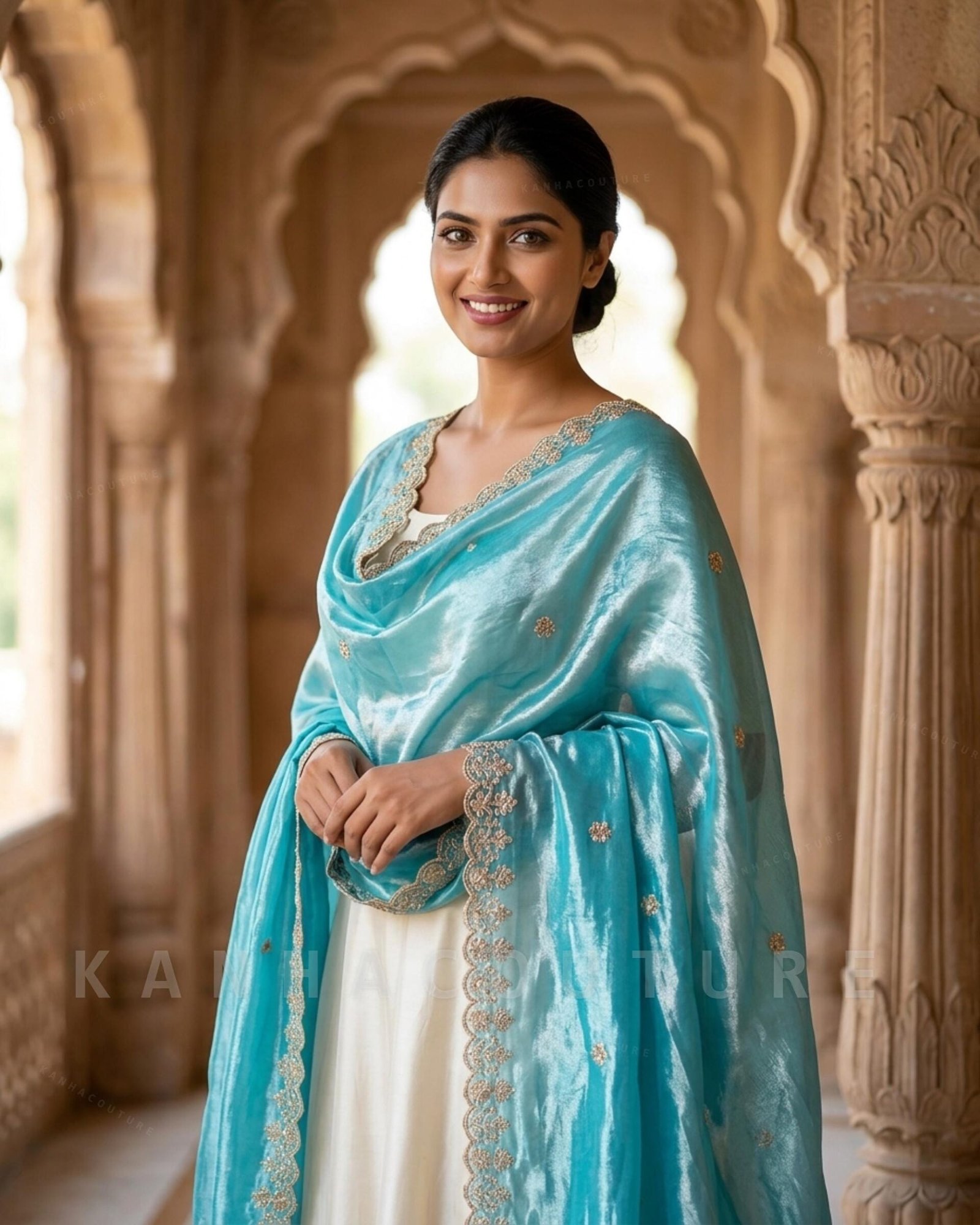 Blue Organza Embroidered Lehenga Choli – Custom Made to Measure - Image 7