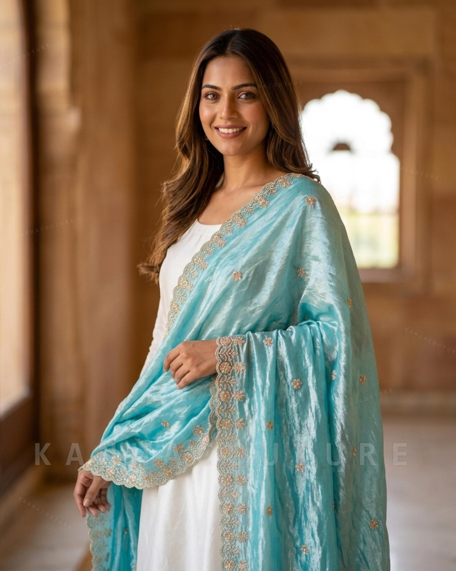 Blue Organza Embroidered Lehenga Choli – Custom Made to Measure