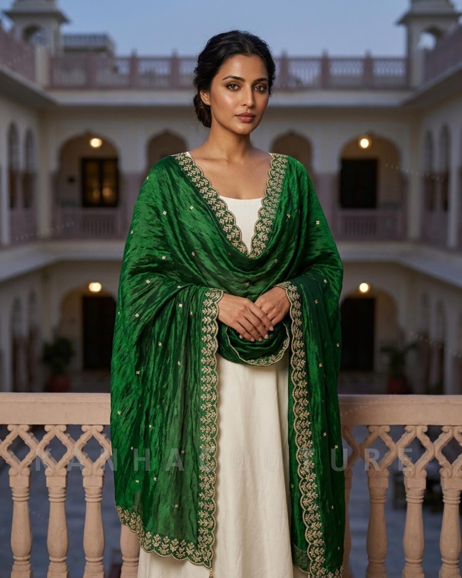 Green Organza Embroidered Lehenga Choli – Custom Made to Measure - Image 3