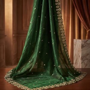 Emerald Organza Embroidered Lehenga Choli (Design 2) – Custom Made to Measure