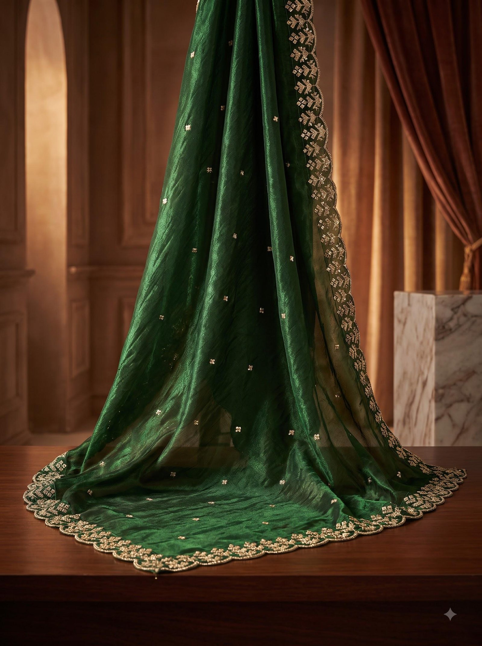 Emerald Organza Embroidered Lehenga Choli (Design 2) – Custom Made to Measure