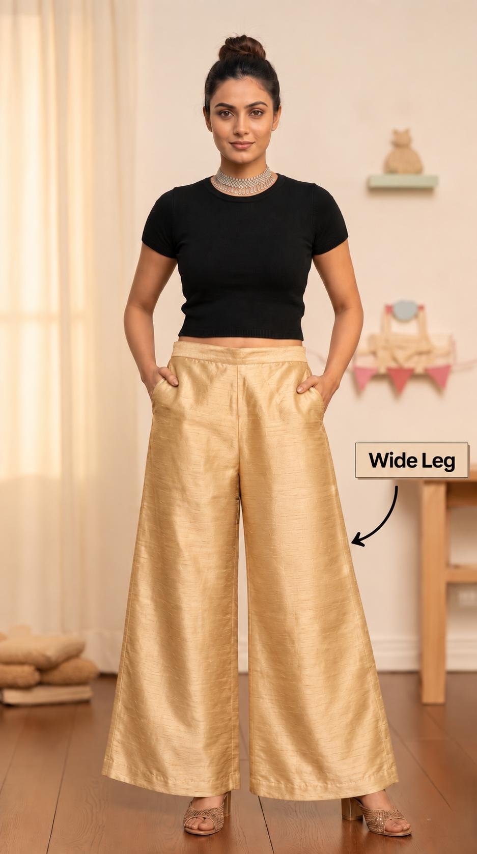 Golden Silk Blend Pants – Custom Made to Measure - Image 2