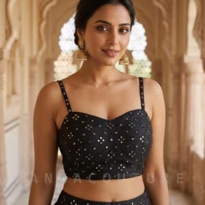 Black Georgette Mirror Work Lehenga Choli – Custom Made to Measure