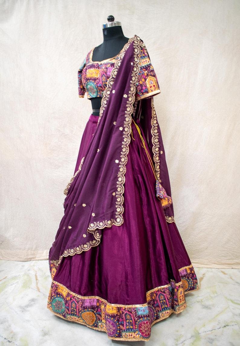 Purple Silk Printed Lehenga Choli – Custom Made to Measure - Image 9