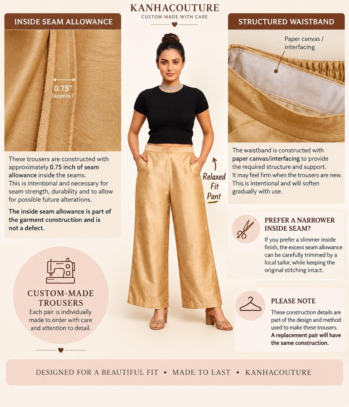 Golden Silk Blend Pants – Custom Made to Measure - Image 9