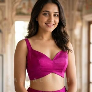 Fuchsia Raw Silk Lehenga Choli (Design 2) – Custom Made to Measure