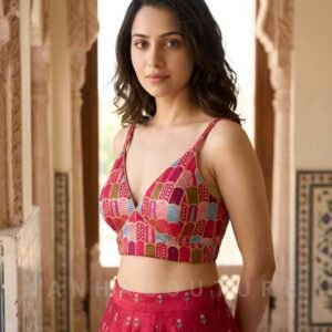 Red Brocade Lehenga Choli (Design 2) – Custom Made to Measure