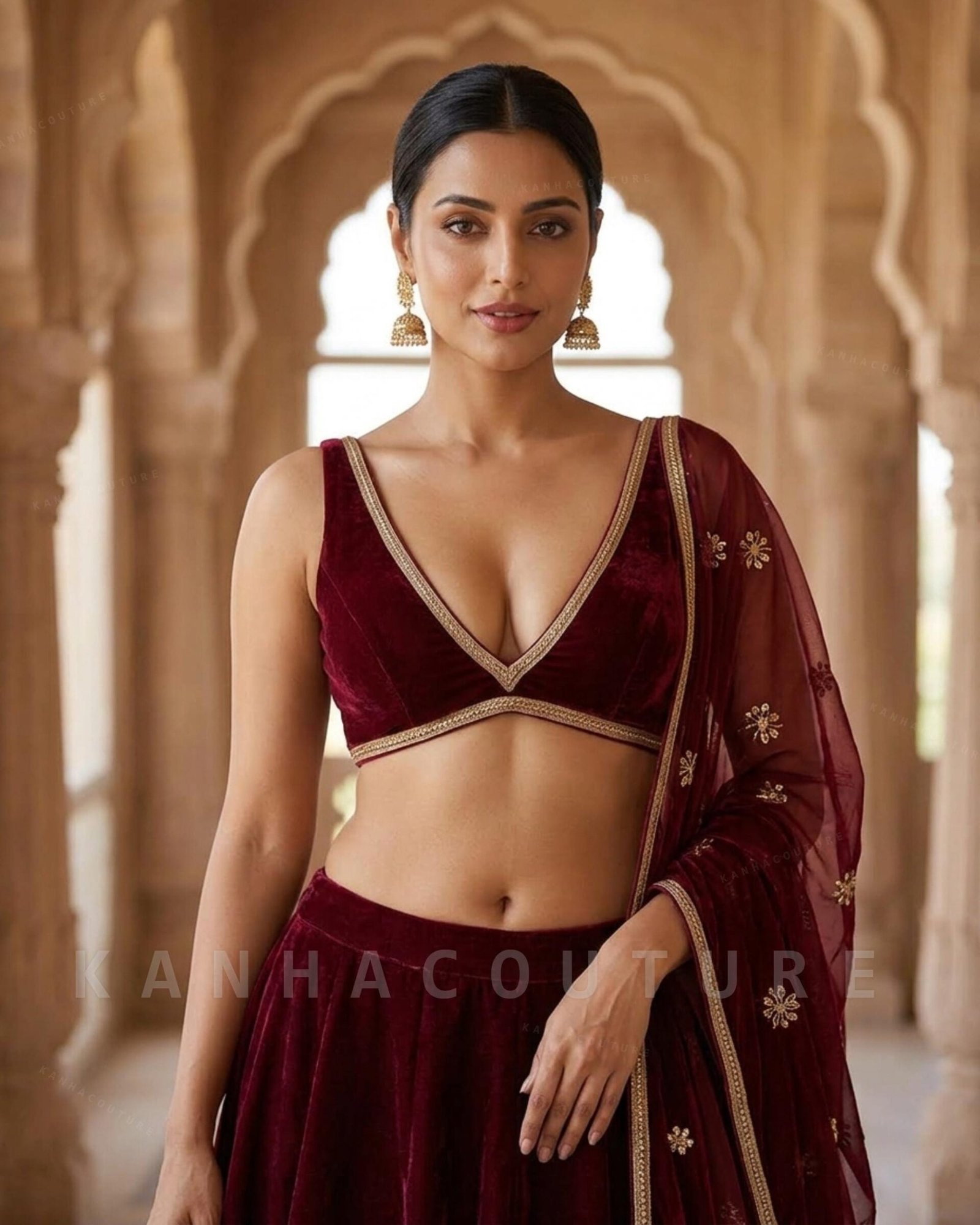 Velvet Saree Blouse (Design 2) – Custom Made to Measure - Image 3