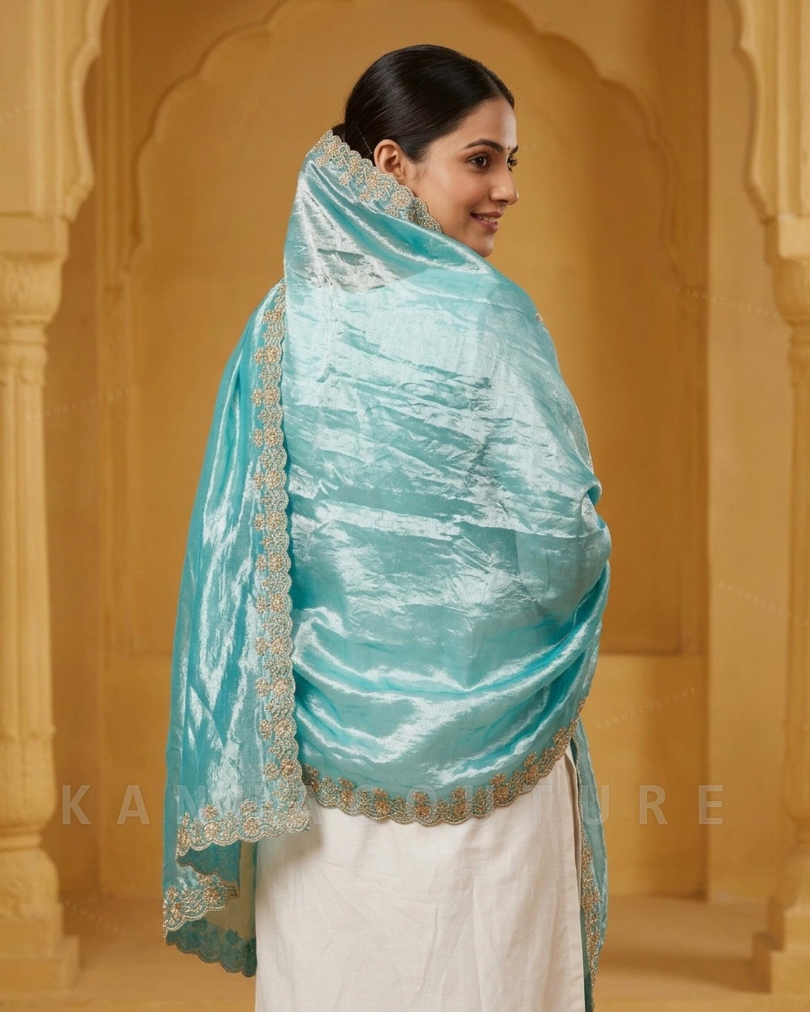 Blue Organza Embroidered Lehenga Choli – Custom Made to Measure - Image 6