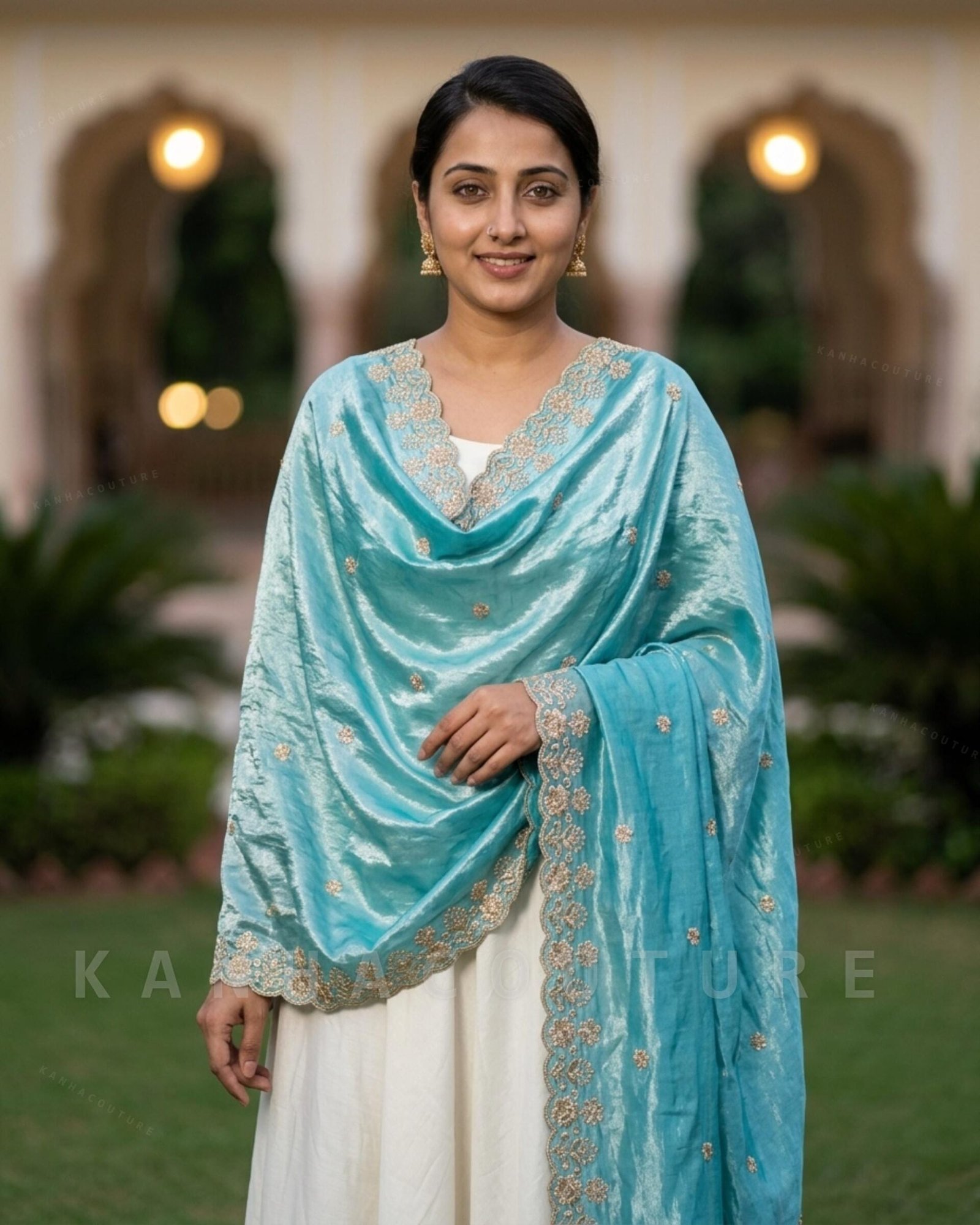Blue Organza Embroidered Lehenga Choli – Custom Made to Measure - Image 10