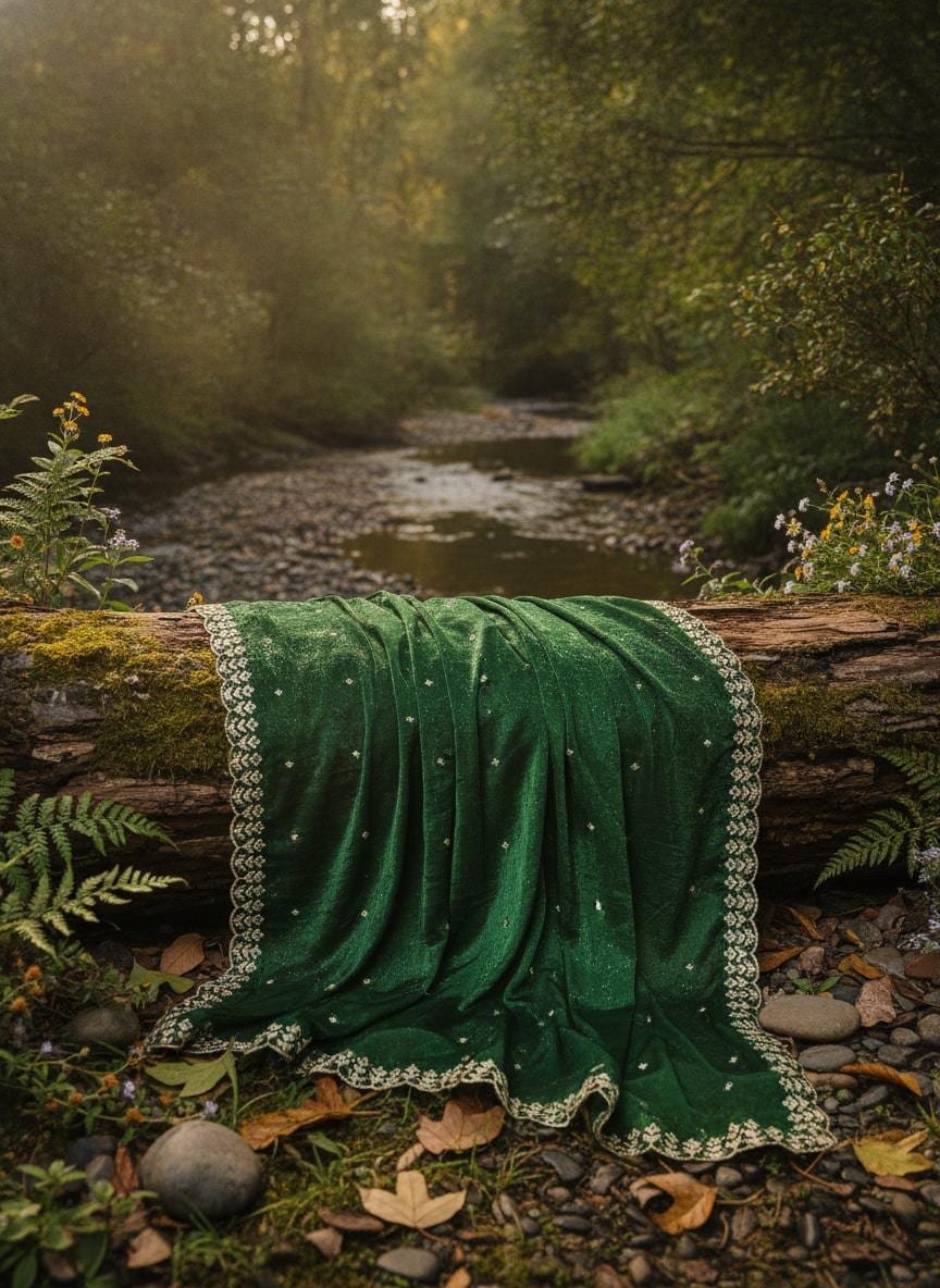 Green Organza Embroidered Lehenga Choli – Custom Made to Measure - Image 8