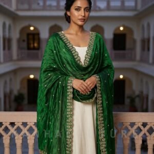 Green Organza Embroidered Lehenga Choli – Custom Made to Measure