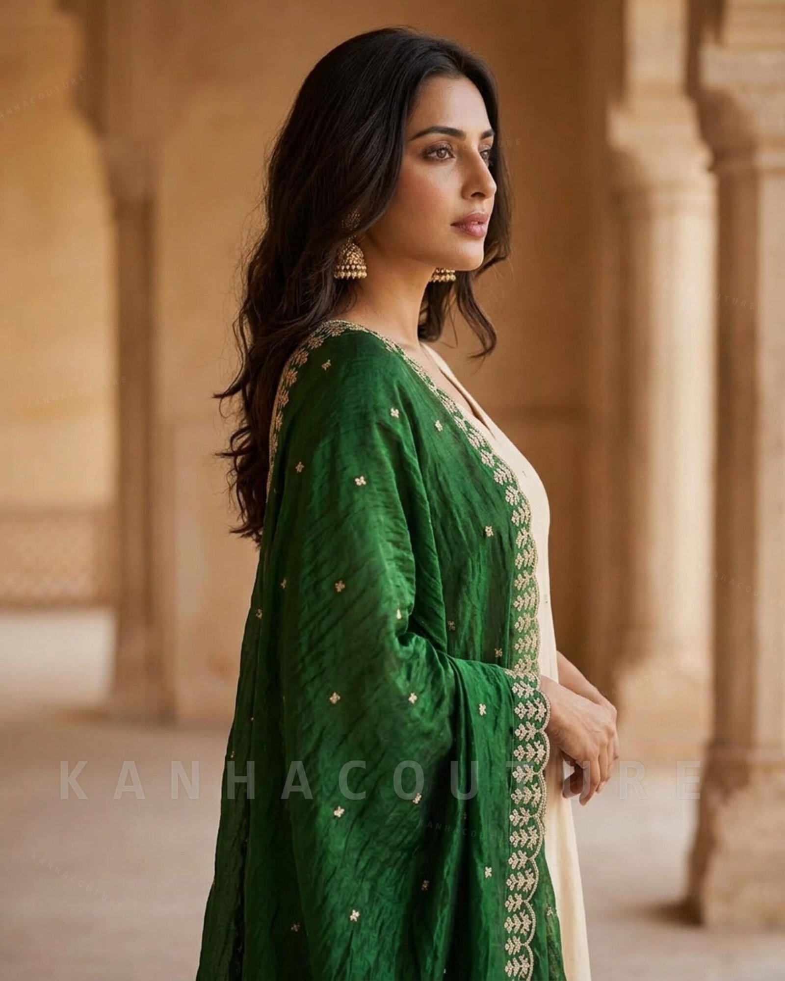 Green Organza Embroidered Lehenga Choli – Custom Made to Measure - Image 6