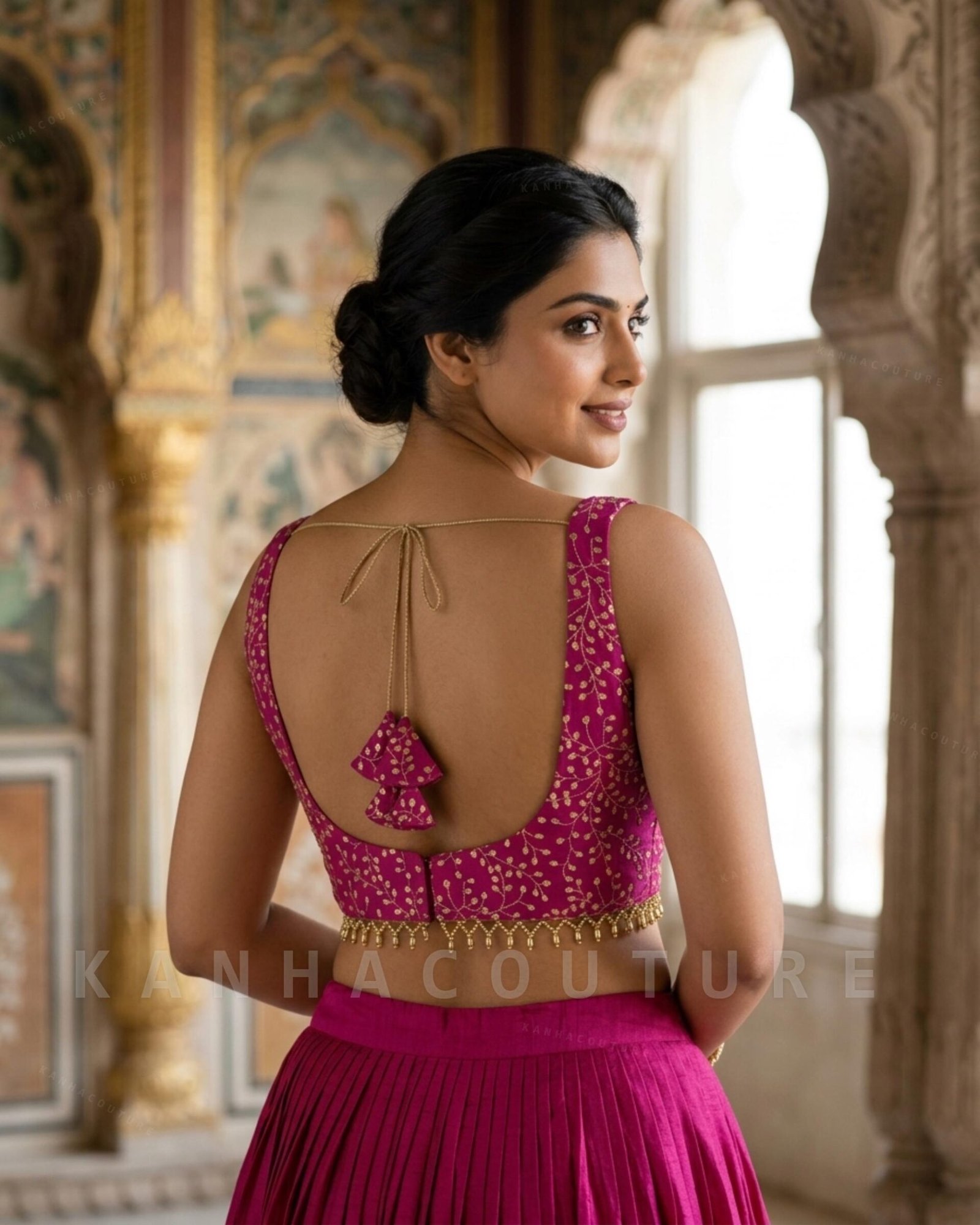 Fuchsia Embroidered Lehenga Choli (Design 2) – Custom Made to Measure - Image 4