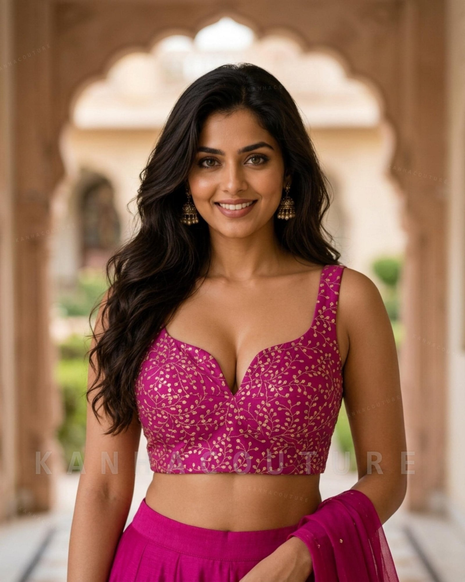 Fuchsia Embroidered Lehenga Choli (Design 2) – Custom Made to Measure - Image 2