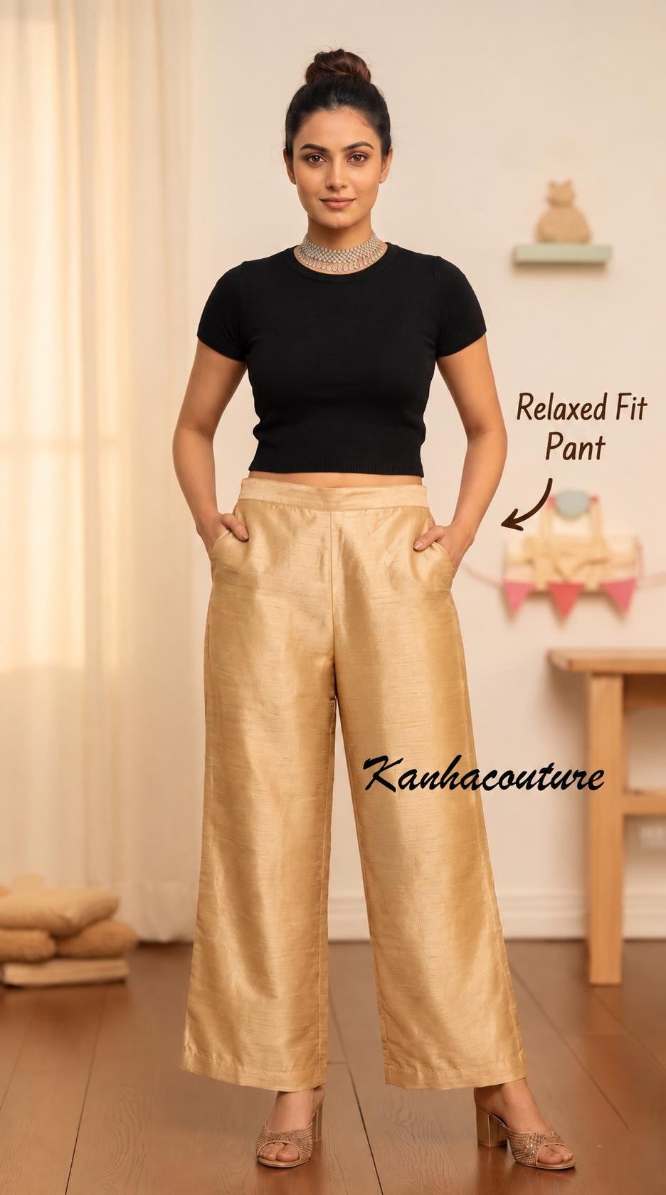Golden Silk Blend Pants – Custom Made to Measure