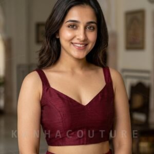 Pink Raw Silk Saree Blouse (Design 2) – Custom Made to Measure