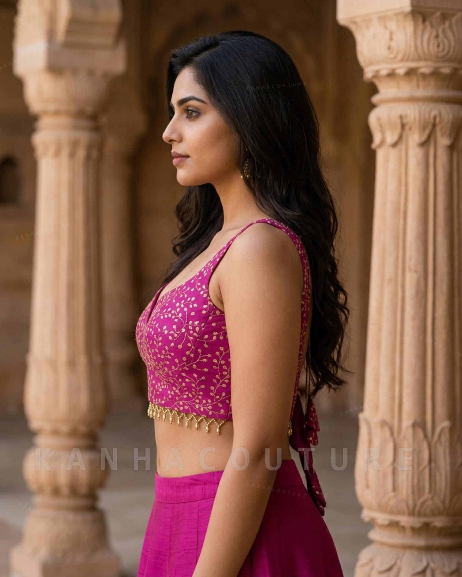 Fuchsia Embroidered Lehenga Choli (Design 2) – Custom Made to Measure - Image 3