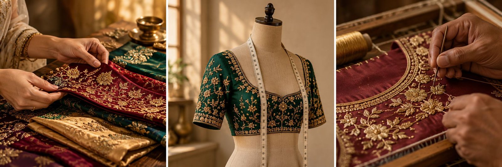 Choosing fabric, measuring and hand embroidery for a custom blouse